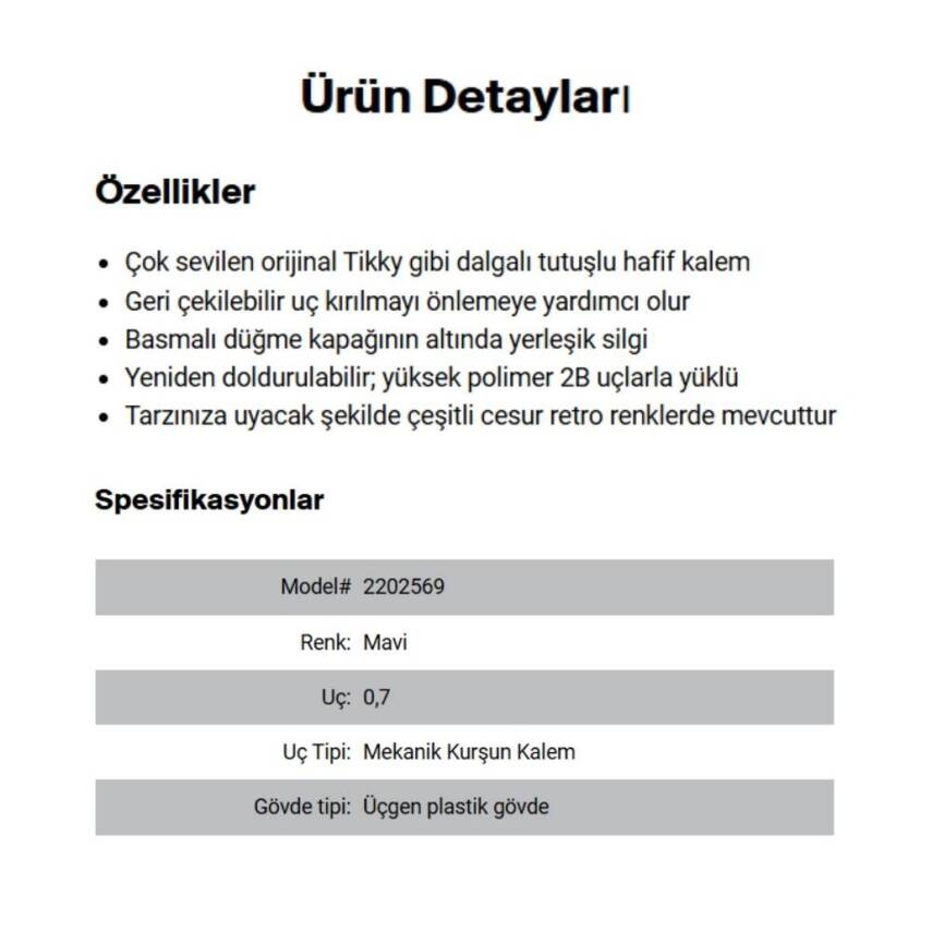 Rotring Tikky Retro Versatil Kalem 0.7 mm, Ergonomik, Metalik Mavi - 7