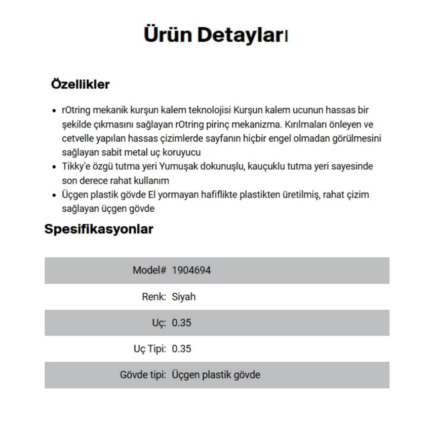 Rotring Tikky Versatil Kalem 0.3 mm, Siyah,Ergonomik ve Dayanıklı Yapı - 3