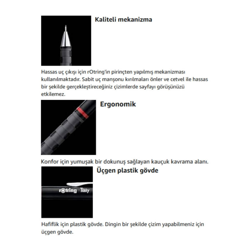 Rotring Tikky Versatil Kalem 0.3 mm, Siyah,Ergonomik ve Dayanıklı Yapı - 4