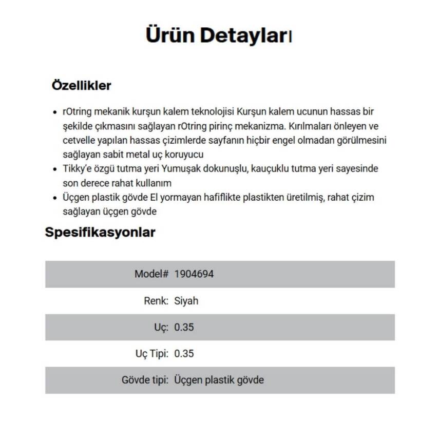 Rotring Tikky Versatil Kalem 0.3 mm, Ergonomik, Dayanıklı Yapı, Siyah - 3