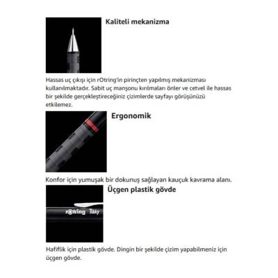Rotring Tikky Versatil Kalem 0.3 mm, Ergonomik, Dayanıklı Yapı, Siyah - 4