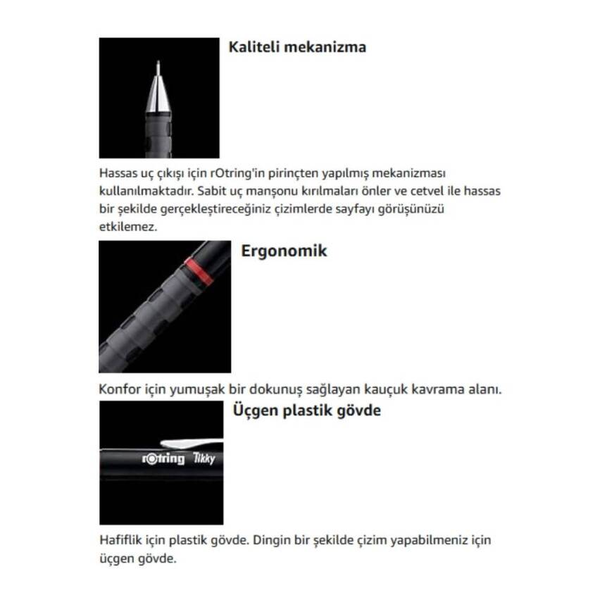 Rotring Tikky Versatil Kalem 0.5mm, Ergonomik ve Dayanıklı Yapı, Bordo - 5