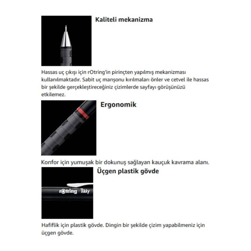 Rotring Tikky Versatil Kalem 0.5mm, Ergonomik ve Dayanıklı Yapı, Siyah - 6