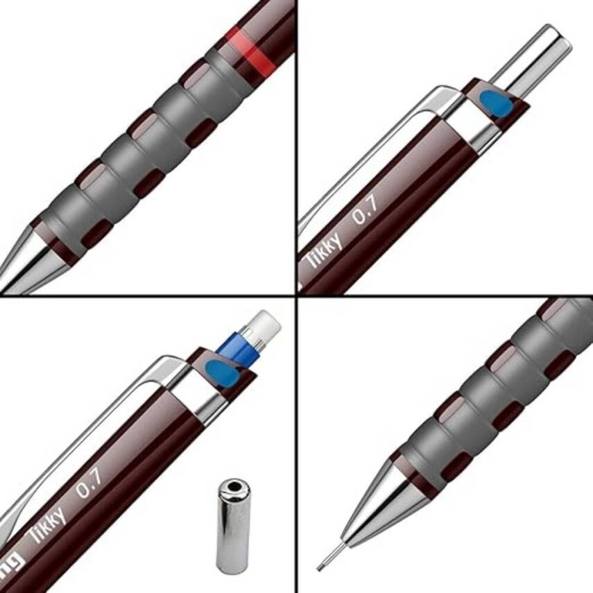 Rotring Tikky Versatil Kalem 0.7mm, Ergonomik ve Dayanıklı Yapı, Bordo - 5