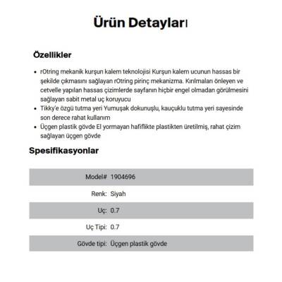 Rotring Tikky Versatil Kalem 0.7mm, Ergonomik ve Dayanıklı Yapı, Siyah - 6