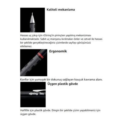 Rotring Tikky Versatil Kalem 0.7mm, Ergonomik ve Dayanıklı Yapı, Siyah - 7