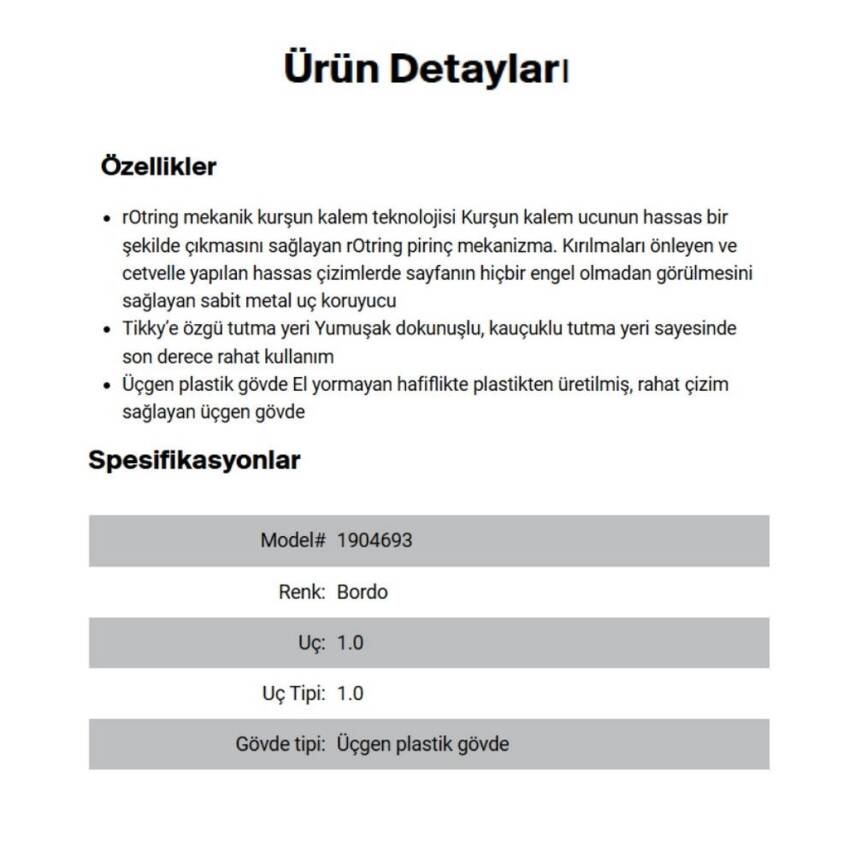 Rotring Tikky Versatil Kalem 0.9mm, Ergonomik ve Dayanıklı Yapı, Bordo - 5
