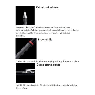 Rotring Tikky Versatil Kalem 0.9mm, Siyah, Ergonomik ve Dayanıklı Yapı - 6