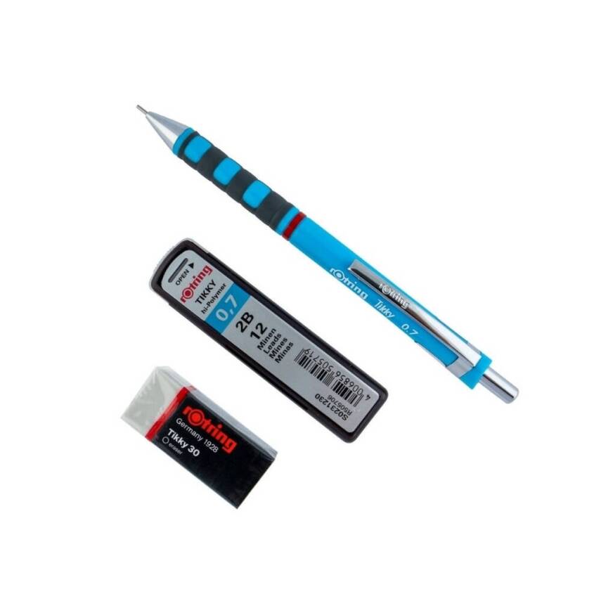 Rotring Tikky Versatil Kalem Seti 0.7mm, 3'lü Set, Açık Mavi - 2