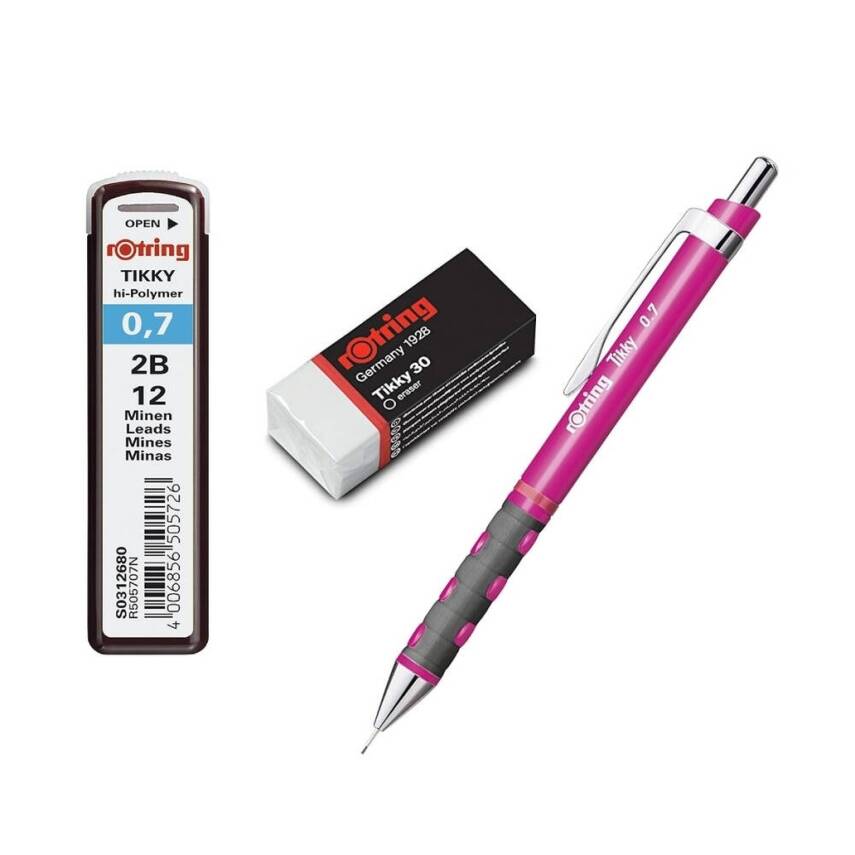 Rotring Tikky Versatil Kalem Seti 0.7mm, 3'lü Set, Neon Pembe - 5