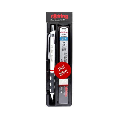 Rotring Tikky Versatil Okul Seti, 0.7 mm, Beyaz, Silgi ve Uç Hediyeli - 1
