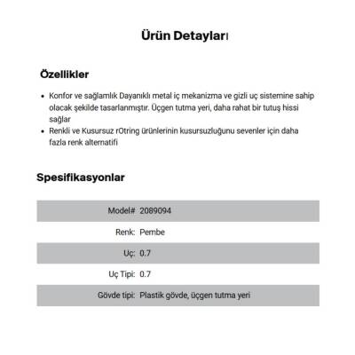 Rotring Visuclick Versatil Kalem 0.7 mm, Ergonomik, Metal, Opak Pembe - 5