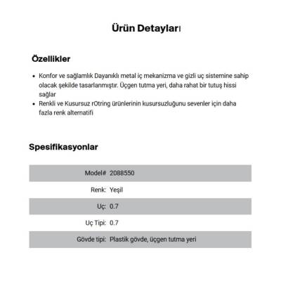 Rotring Visuclick Versatil Kalem 0.7 mm, Ergonomik, Metal, Opak Yeşil - 4