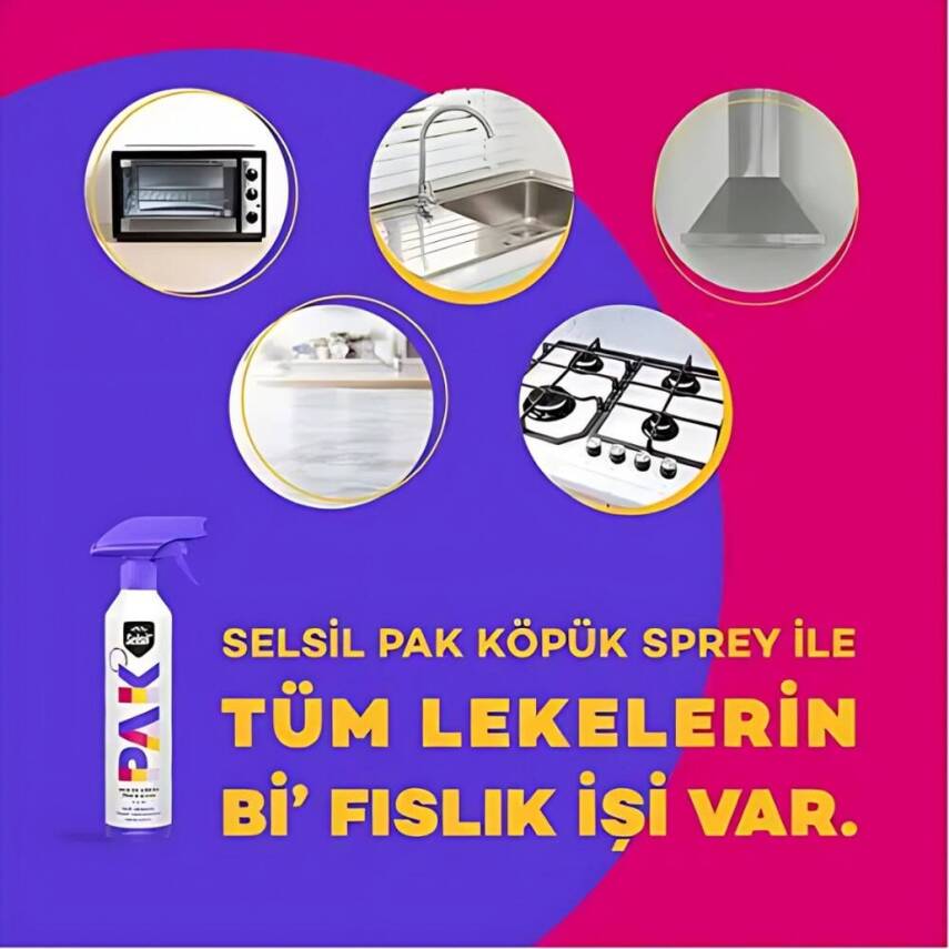 Selsil PAK Mucize Köpük Temizleyici, 500 ml, Sprey, Derin Temizlik - 5