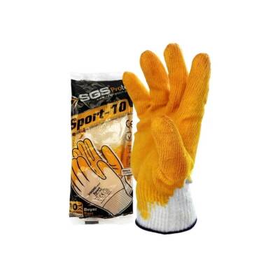 SGS Protect Sport-10 Eldiven, 24 Adet, Latex Kaplı, 10XL, Beyaz-Sarı - 2