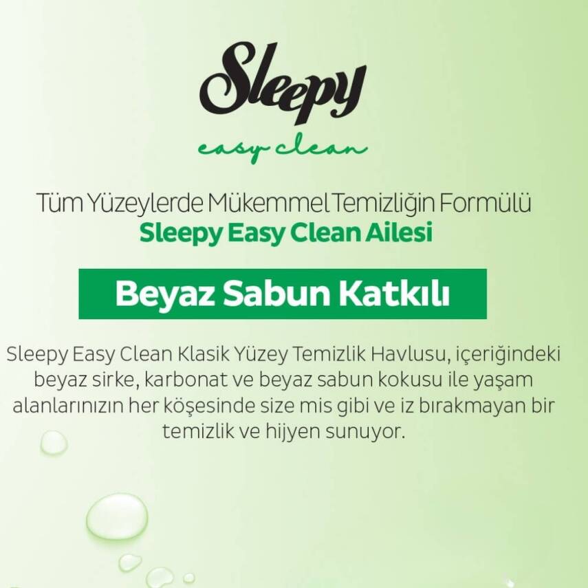 Sleepy Easy Clean Yüzey Temizlik Havlusu, 100'lü, Beyaz Sabun, Doğal - 5