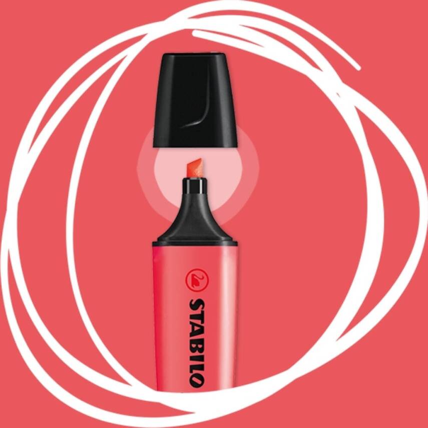 Stabilo Boss Fosforlu Kalem, 2-5mm Uç, Su Bazlı Mürekkep, Kırmızı - 3