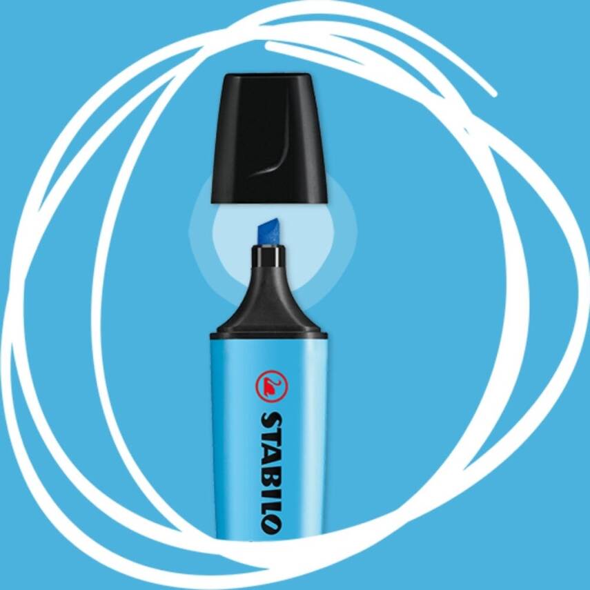 Stabilo Boss Fosforlu Kalem, 2-5 mm Uç, Su Bazlı Mürekkep, Mavi - 3