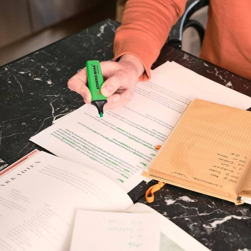 Stabilo Boss Fosforlu Kalem, 2-5 mm Uç, Su Bazlı Mürekkep, Yeşil - 10