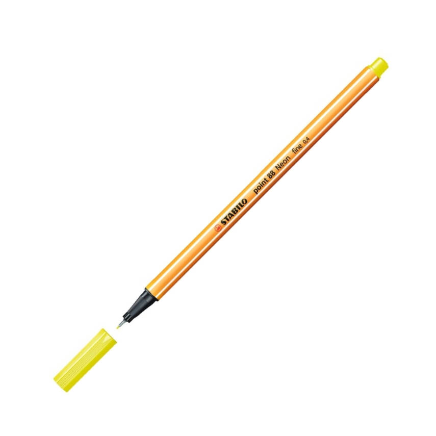 Stabilo Point 88 Fineliner Kalem – 0.4mm Uç, Floresan Sarı,Metal Uçlu - 2