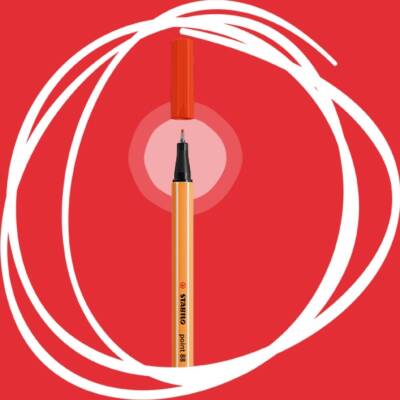 Stabilo Point 88 Fineliner Kalem, 0.4 mm Uç, Metal Uçlu, Kırmızı - 3