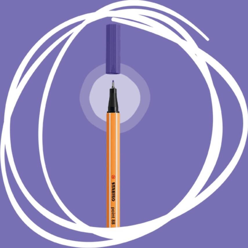 Stabilo Point 88 Fineliner Kalem, 0.4 mm Uç, Metal Uçlu, Mor - 3