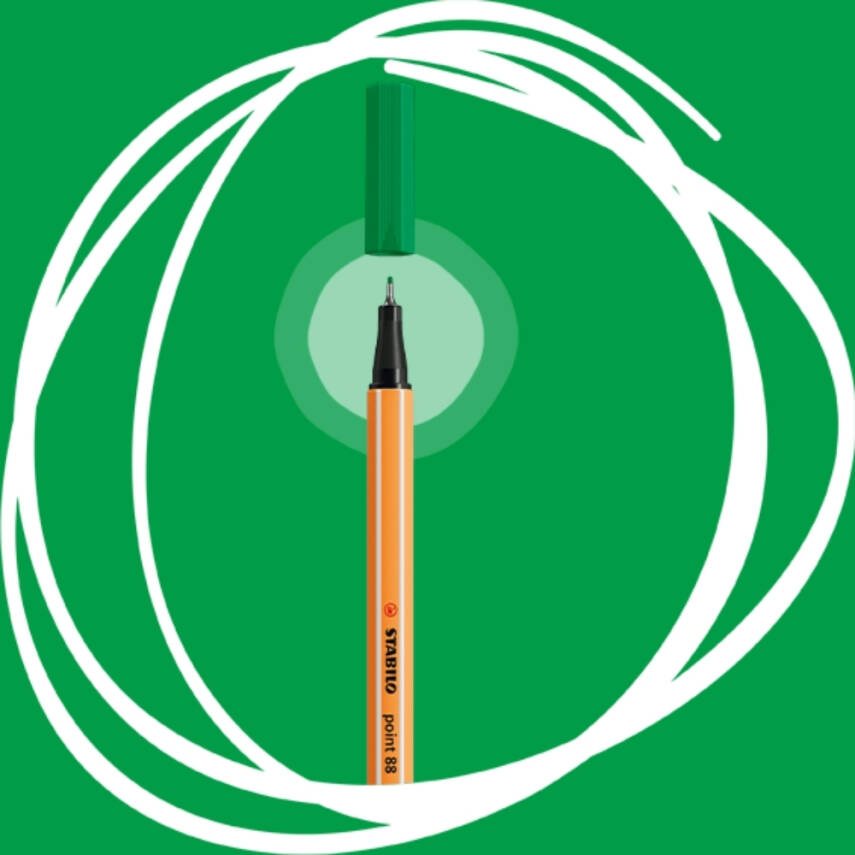 Stabilo Point 88 Fineliner Kalem – 0.4 mm Uç, Yeşil Renk, Metal Uçlu - 3