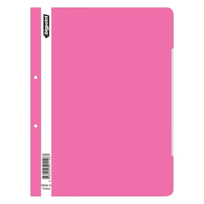 Bigpoint Telli Dosya, 50'li Paket, Kalın Kapaklı, A4, Metal Tel, Pembe - 2