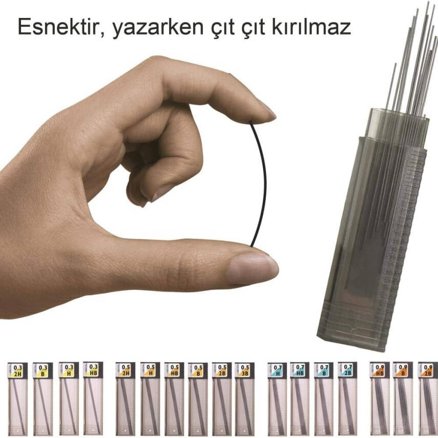 Tombow Min Mono Leaf 0.7mm HB Kalem Ucu, Siyah, 12 Uçlu, Dayanıklı - 4