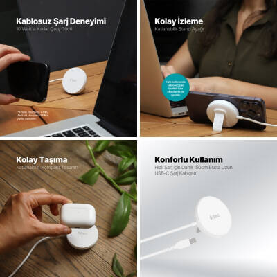 Ttec AirCharger M+ Seyahat Hızlı Şarj Aleti, Magsafe Uyumlu, Beyaz - 9