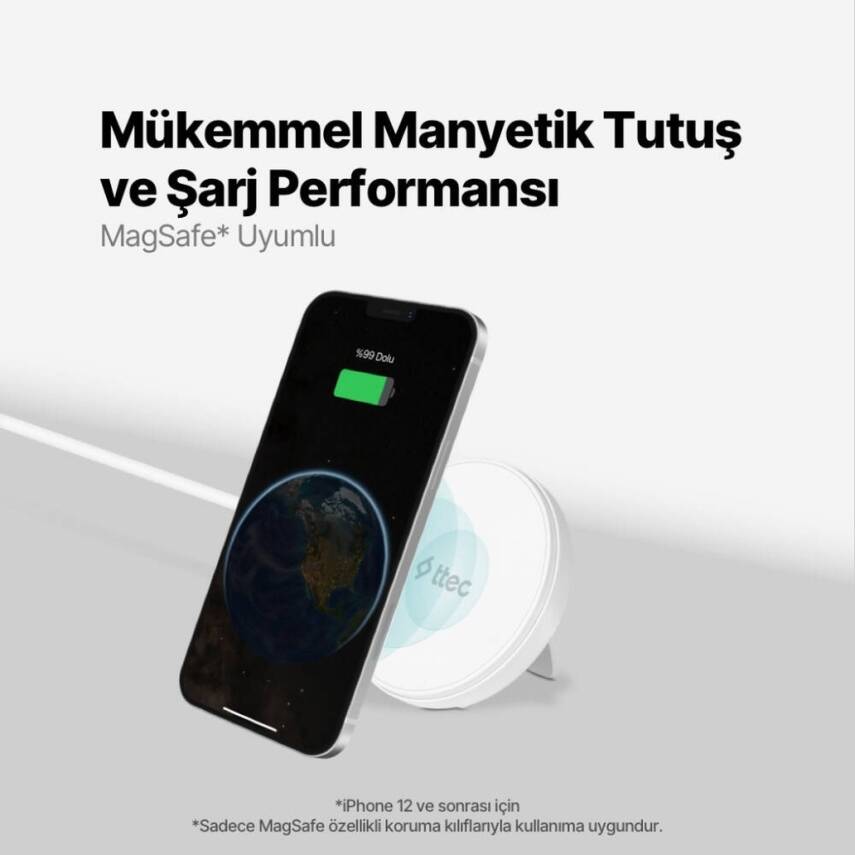 Ttec AirCharger M+ Seyahat Hızlı Şarj Aleti, Magsafe Uyumlu, Beyaz - 7