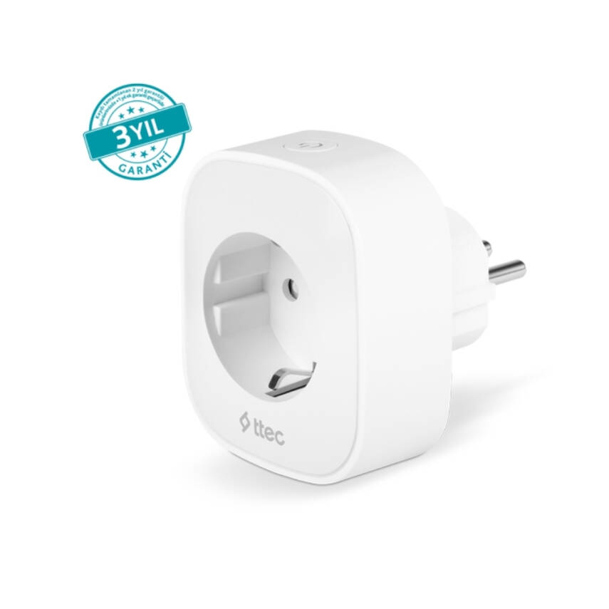 Ttec Akım Korumalı Wi-Fi Akıllı Priz, 16A, Çocuk Kilidi, Beyaz - 1