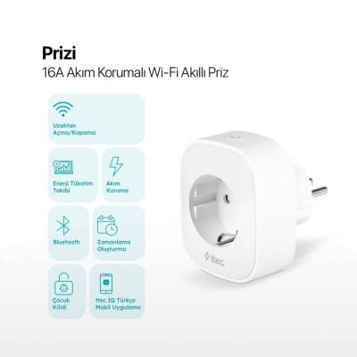 Ttec Akım Korumalı Wi-Fi Akıllı Priz, 16A, Çocuk Kilidi, Beyaz - 6