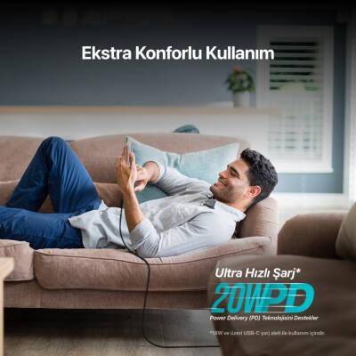 Ttec AlumiCable Hızlı Şarj Kablosu, USB-C - Lightning, 150 cm, Siyah - 3