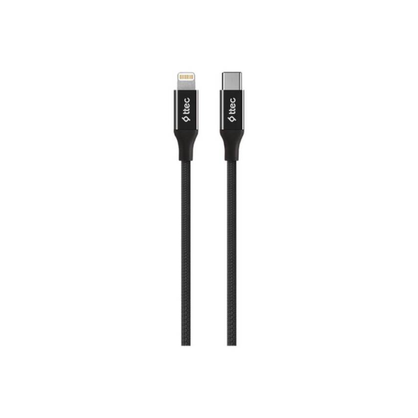 Ttec AlumiCable Hızlı Şarj Kablosu, USB-C - Lightning, 1.5 m, Siyah - 1