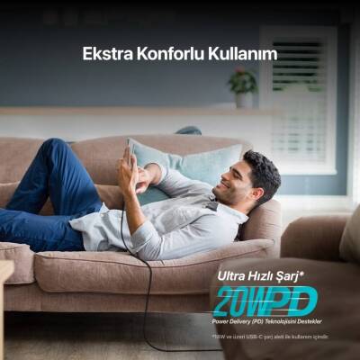 Ttec AlumiCable Hızlı Şarj Kablosu, USB-C - Lightning, 1.5 m, Siyah - 3