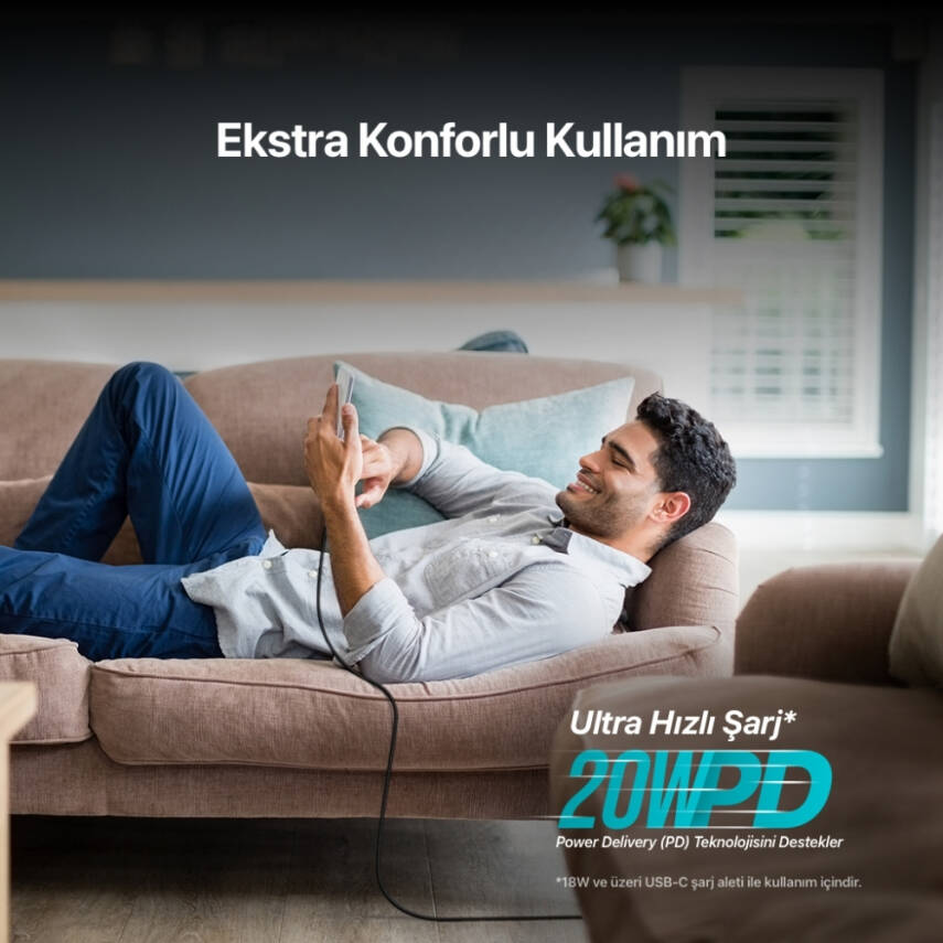 Ttec AlumiCable Hızlı Şarj Kablosu, USB-C-Lightning, 150cm, Uzay Grisi - 6