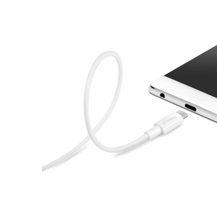 Ttec AlumiCable Hızlı Şarj Kablosu, USB-C - USB-C, 120 cm, 60W, Beyaz - 3