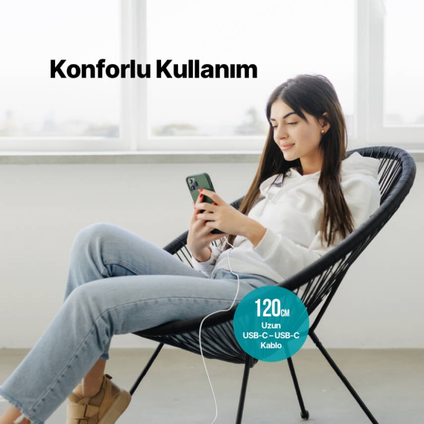 Ttec AlumiCable Hızlı Şarj Kablosu, USB-C - USB-C, 120 cm, 60W, Beyaz - 6