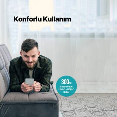 Ttec AlumiCable Hızlı Şarj Kablosu, USB-C - USB-C, 300 cm, Uzay Grisi - 7