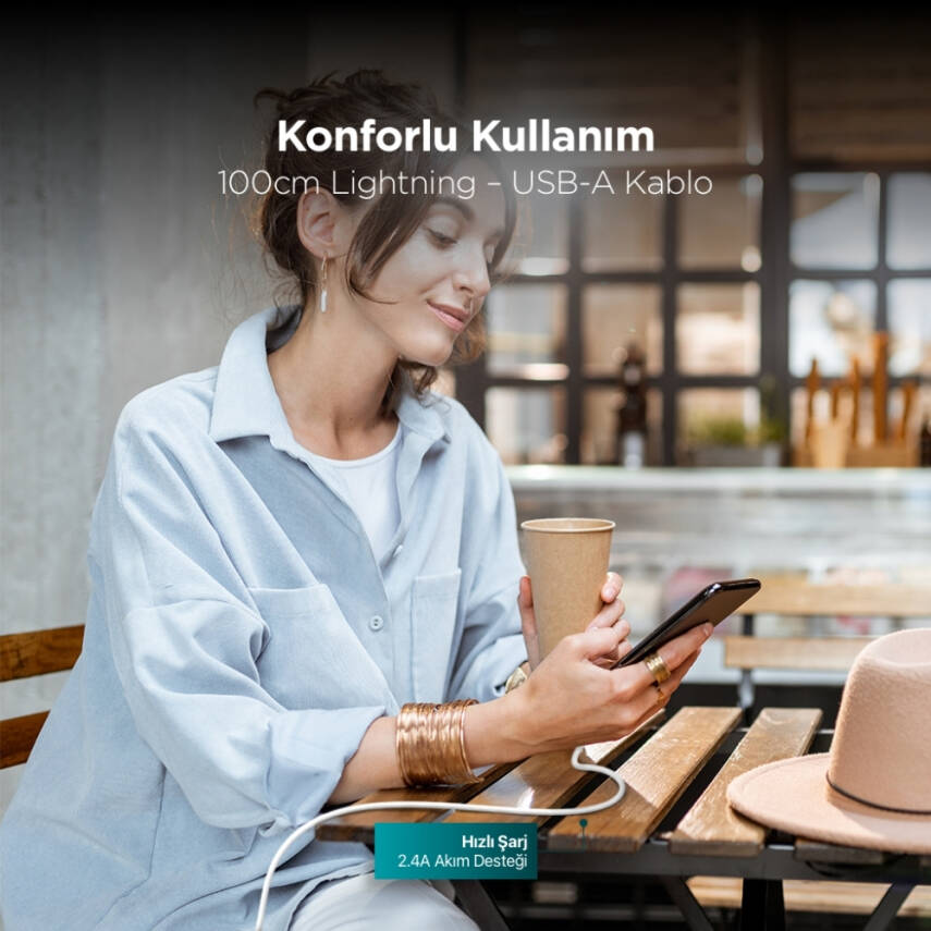 Ttec AlumiCable, Şarj Kablosu, USB-A - Lightning, Beyaz - 7