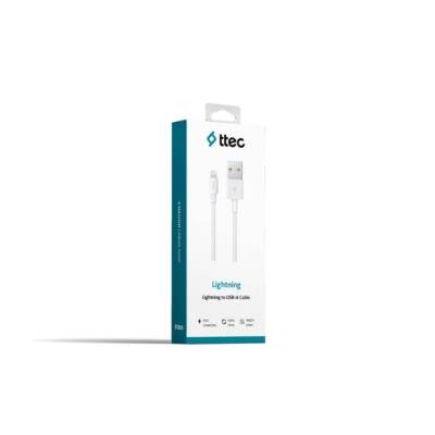 Ttec AlumiCable, Şarj Kablosu, USB-A - Lightning, 1 m, Beyaz - 6
