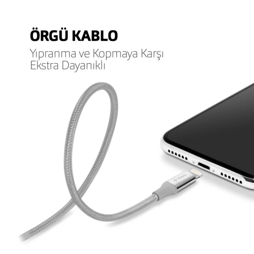 Ttec AlumiCable Şarj Kablosu, USB-A - Lightning, Siyah - 4