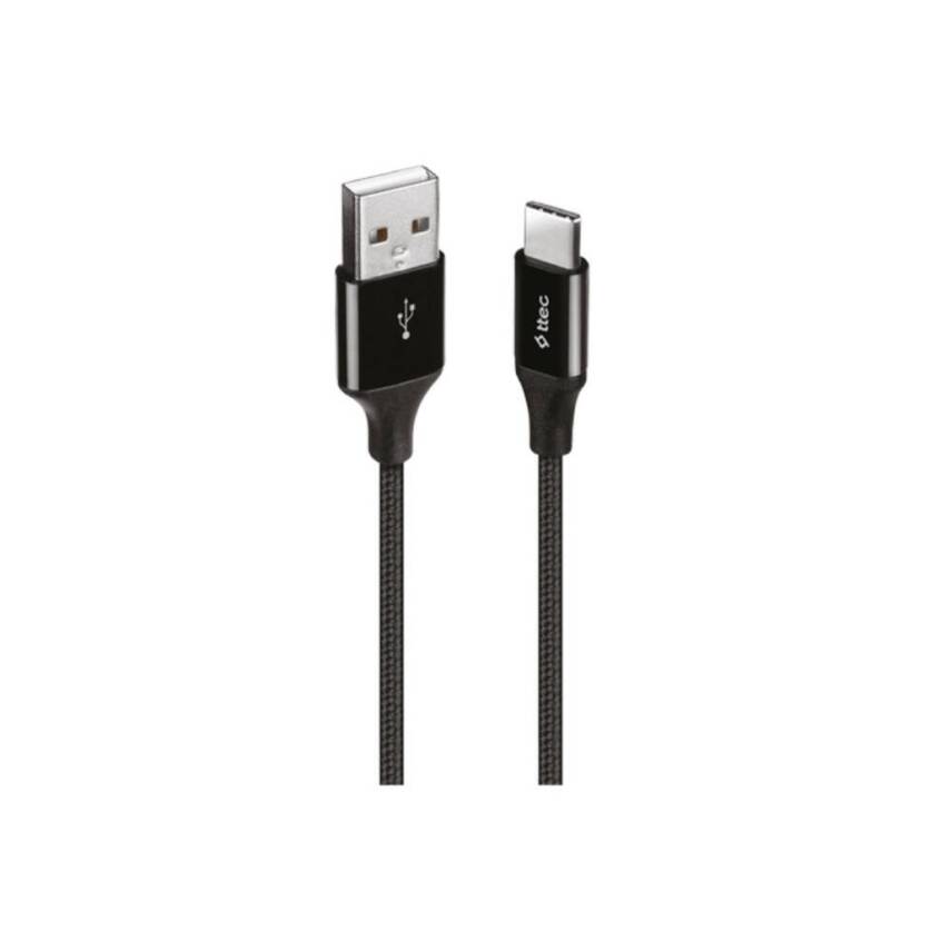 Ttec AlumiCable Şarj Kablosu, USB-A - USB-C, XL, 2 m, Siyah - 1