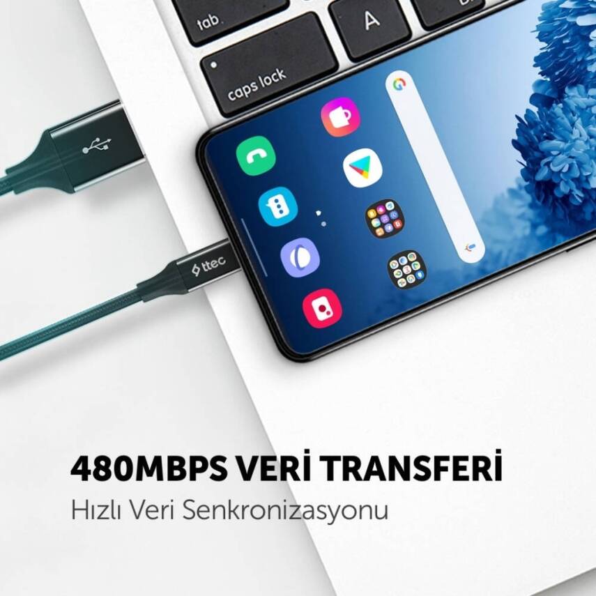 Ttec AlumiCable Şarj Kablosu, USB-A - USB-C, XL, 2 m, Siyah - 6