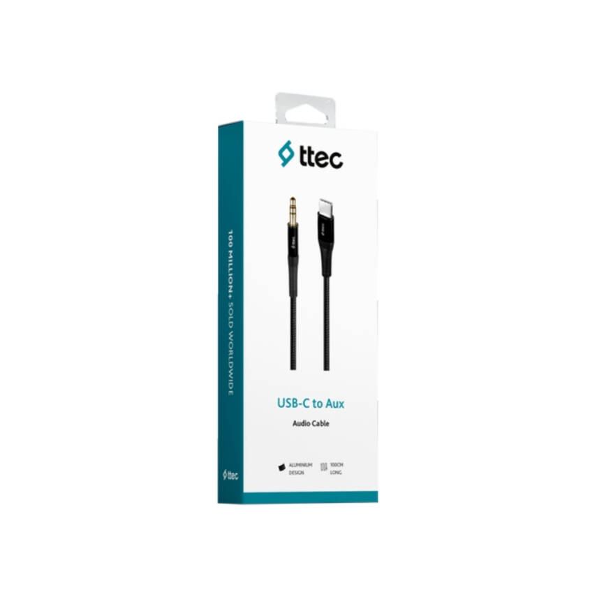 Ttec Aux Ses Kablosu, USB-C, 100 cm, 3.5 mm Konnektör Bağlantı, Siyah - 5