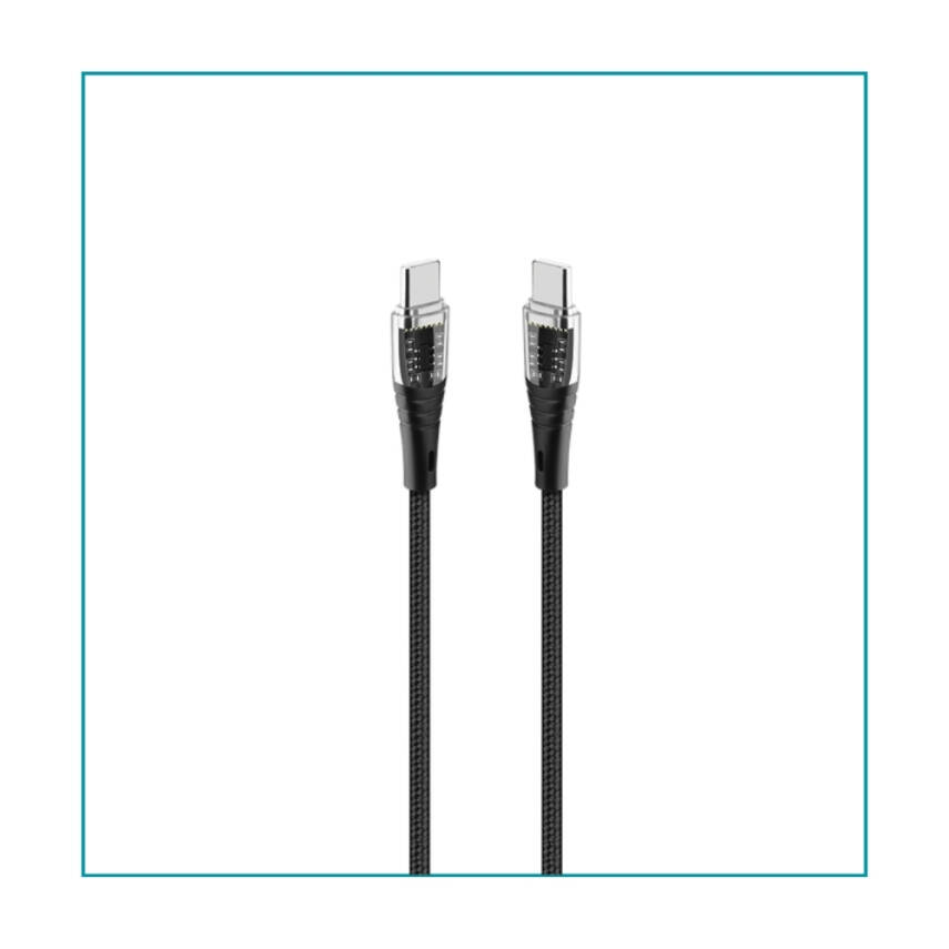 Ttec ExtremeCable Transparan Şarj Kablosu, USB-C –USB-C, 1.2 m, Siyah - 2