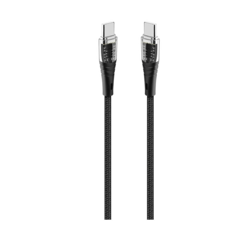 Ttec ExtremeCable Transparan Şarj Kablosu, USB-C –USB-C, 1.2 m, Siyah - 1