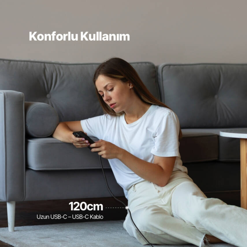 Ttec ExtremeCable Transparan Şarj Kablosu, USB-C –USB-C, 1.2 m, Siyah - 8