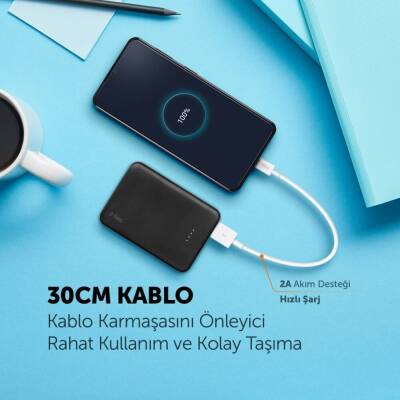 Ttec MiniCable Şarj Kablosu, USB-A-USB-C, 30 cm, 2A Hızlı Şarj, Beyaz - 3